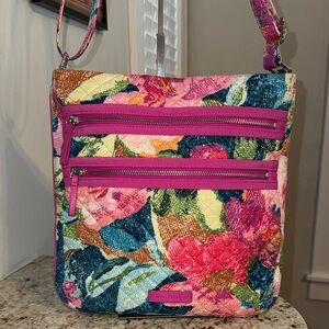 Vera Bradley Iconic Triple Zip Hipster Crossbody Bag in Superbloom